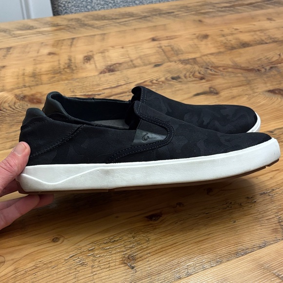 OluKai Black and White Men's Slip-On Loafers - Picture 4 of 9